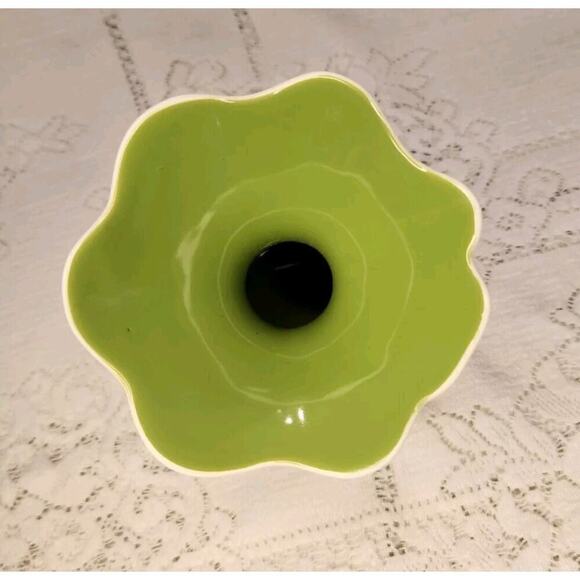 Sagaform of Sweden Vase MSM Lily Vintage White Matte Stoneware Green Interior - Picture 4 of 6